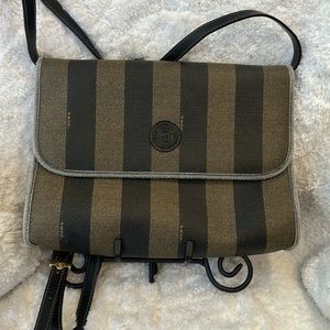 Authentic Fendi Penguin Strip Clutch Crossbody  Envelope Flap Bag